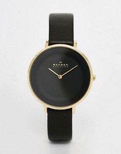 Черные часы с кожаным ремешком Skagen SKW2286 - Черный