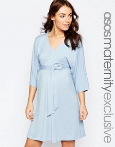Трикотажное платье для беременных с поясом оби ASOS Maternity - Розовый