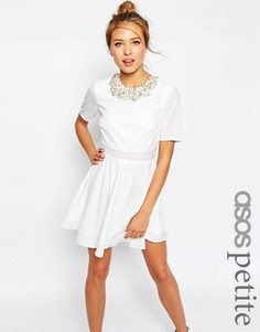 Платье мини с укороченным топом и отделкой ASOS PETITE - Синий