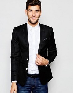Хлопковый зауженный блейзер ASOS - Черный