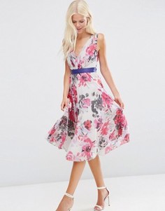 Плиссированное платье миди с цветочным принтом ASOS - Мульти