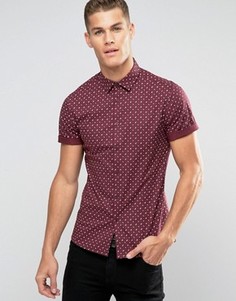 Бордовая рубашка с короткими рукавами и принтом пейсли ASOS - Красный