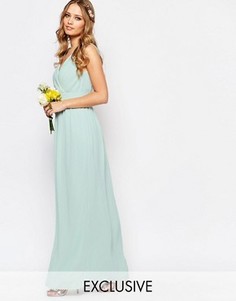 Платье макси с запахом и отделкой TFNC WEDDING - Зеленый