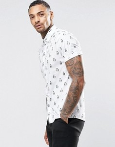 Облегающая рубашка с 3D-принтом и короткими рукавами ASOS - Белый