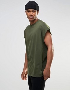 Oversize-футболка цвета хаки с сетчатыми вставками по бокам ASOS - Зеленый