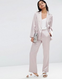 Атласные пижамные брюки с окантовкой ASOS - Розовый