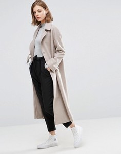 Легкое шерстяное пальто с D-образным кольцом ASOS - Stone
