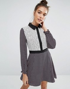 Платье с длинными рукавами и цветочным принтом Glamorous - Мульти