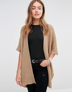 Кардиган в рубчик с короткими рукавами Brave Soul - Рыжий