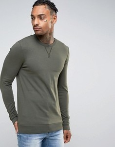 Легкий облегающий свитшот цвета хаки ASOS - Зеленый