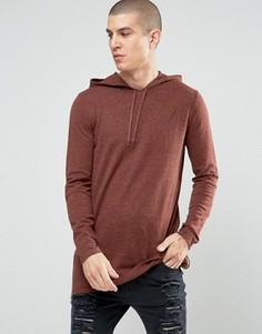 Удлиненное трикотажное худи с молниями по бокам ASOS - Красный