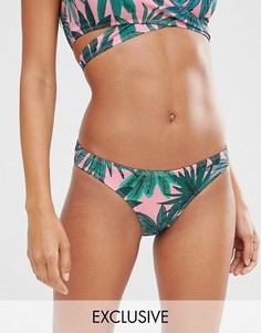 Трусики бикини с заниженной талией и тропическим принтом Missguided - Розовый