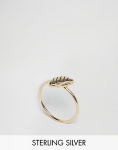 Позолоченное кольцо из чистого серебра с листочком ASOS - Золотой