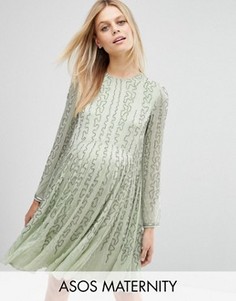 Приталенное платье для беременных ASOS Maternity - Зеленый