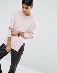 Длинный свитшот с разрезом спереди ASOS - Розовый