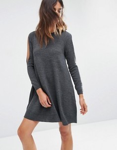 Трикотажное платье с открытыми плечами ASOS - Серый
