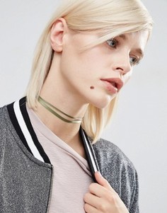 Ожерелье-чокер с двойной лентой ASOS - Зеленый