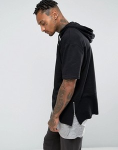 Oversize-худи с короткими рукавами и молниями по бокам ASOS - Черный