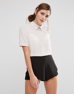 Топ с фигурным воротником Fashion Union - Бежевый