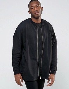 Черная удлиненная трикотажная куртка-пилот в стиле oversize ASOS - Черный