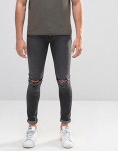 Супероблегающие джинсы с рваными коленями Criminal Damage - Серый