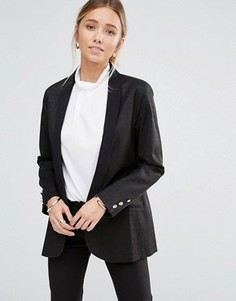 Фактурный блейзер с удлиненным воротником Closet - Черный