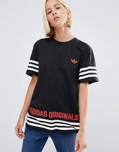 Oversize-футболка с логотипом adidas Originals - Черный