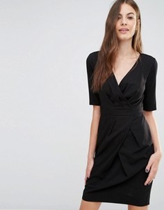 Платье с запахом в полоску Sisley - Черный