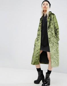 Длинное бархатное пальто ASOS - Зеленый