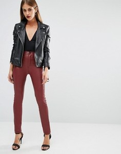 Брюки из искусственной кожи Boohoo - Красный