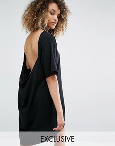 Платье-футболка с рваной отделкой и открытой спиной Milk It Vintage - Черный