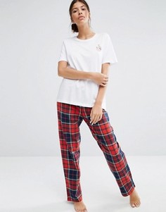 Пижамные штаны в клетку Pieces Wilma - Красный
