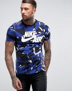 Синяя футболка с камуфляжным принтом Nike Air 834575-101 - Синий