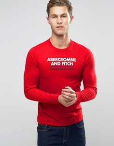 Красный лонгслив слим с логотипом Abercrombie &amp; Fitch - Красный