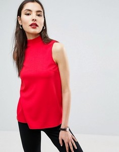 Топ из ткани понте с высокой горловиной ASOS - Красный