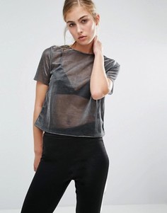 Футболка с эффектом металлик Miss Selfridge - Серый