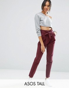 Прямые брюки со свободной завышенной талией ASOS TALL - Красный