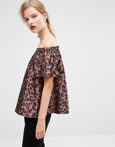 Жаккардовый топ с открытыми плечами и животным принтом ASOS - Мульти