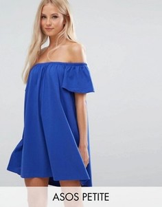 Платье мини с открытыми плечами ASOS PETITE - Синий