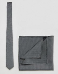 Набор из галстука и платка серого цвета для нагрудного кармана ASOS - Серый
