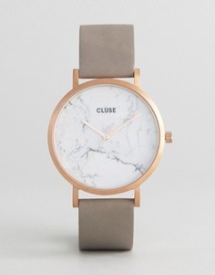 Золотистые часы с серым кожаным ремешком CLUSE La Roche CL40005 - Золотой