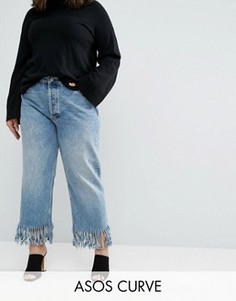 Прямые джинсы с бахромой ASOS CURVE Authentic - Синий