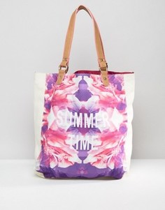 Пляжная сумка с цветочным и неоновым принтом South Beach - Мульти