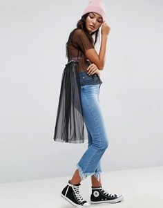Сетчатый топ с удлиненной кромкой сзади ASOS - Черный