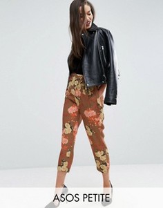 Брюки с цветочным принтом и асимметричной завязкой ASOS PETITE - Мульти