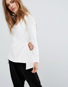 Топ с V-образным вырезом и боковыми разрезами Selected Femme - Белый