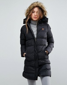 Дутая куртка с меховой отделкой на капюшоне Brave Soul - Черный