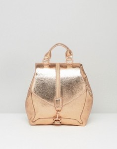 Рюкзак цвета розового золота с эффектом металлик и молнией спереди Skinnydip - Золотой