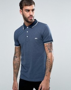 Темно-синее поло классического кроя из ткани пике с логотипом Lindbergh - Синий