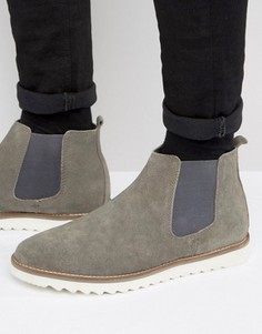 Серые замшевые ботинки челси на белой подошве ASOS - Серый